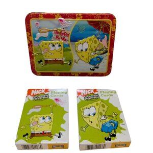 SpongeBob SquarePants 2005 Tin and 2 Decks of Playing Cards-Bicycle/Nickelodeon
